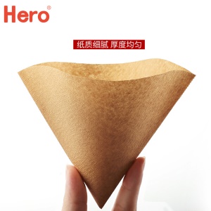 Hero咖啡滤纸 滴漏式手冲咖啡过滤纸100片V型滤杯用滤纸1-4人份白色原色随机发货